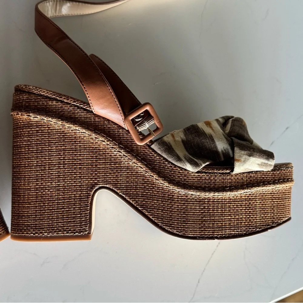 Sam Edelman Y2K Theresa Square Toe Ankle Strap Platform Sandals Heel Shoe 10
